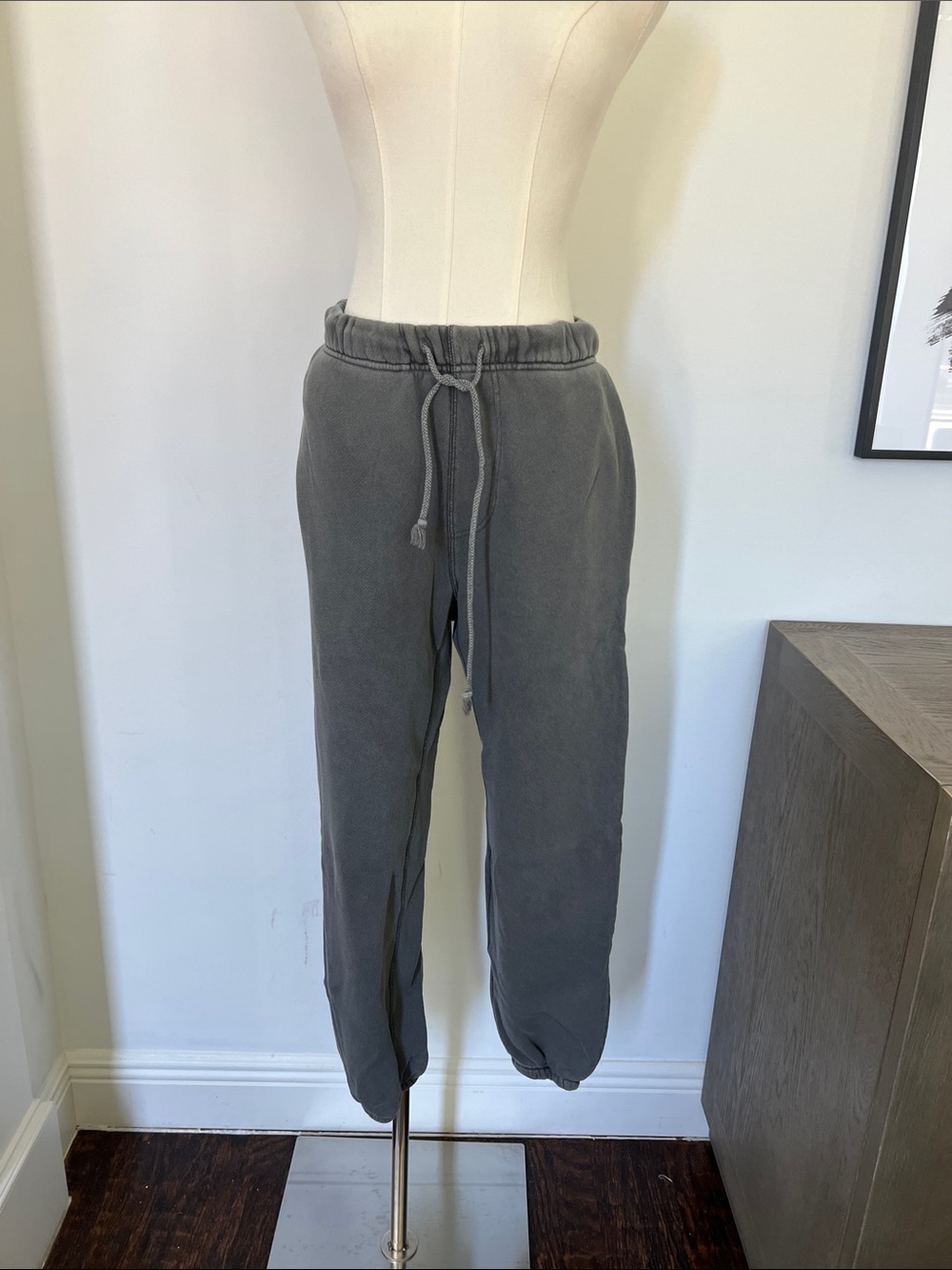 Men's Charcoal Drawstring Joggers — Casual Fleece Sweatpants